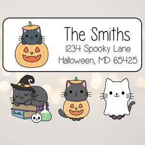 Halloween Address Labels Stickers, Halloween Return Address Labels, Halloween Cat Address Labels