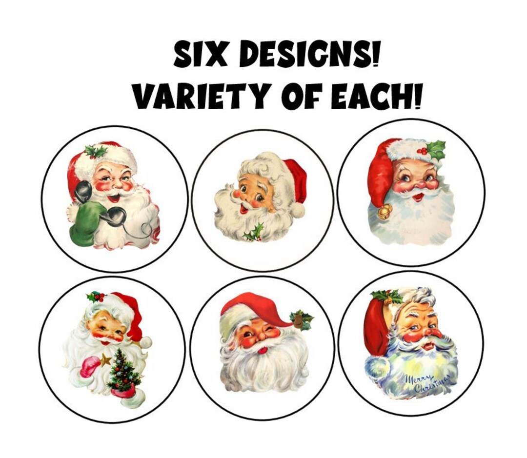 Christmas Labels, Santa Stickers, Christmas Envelope Seals, Vintage ...