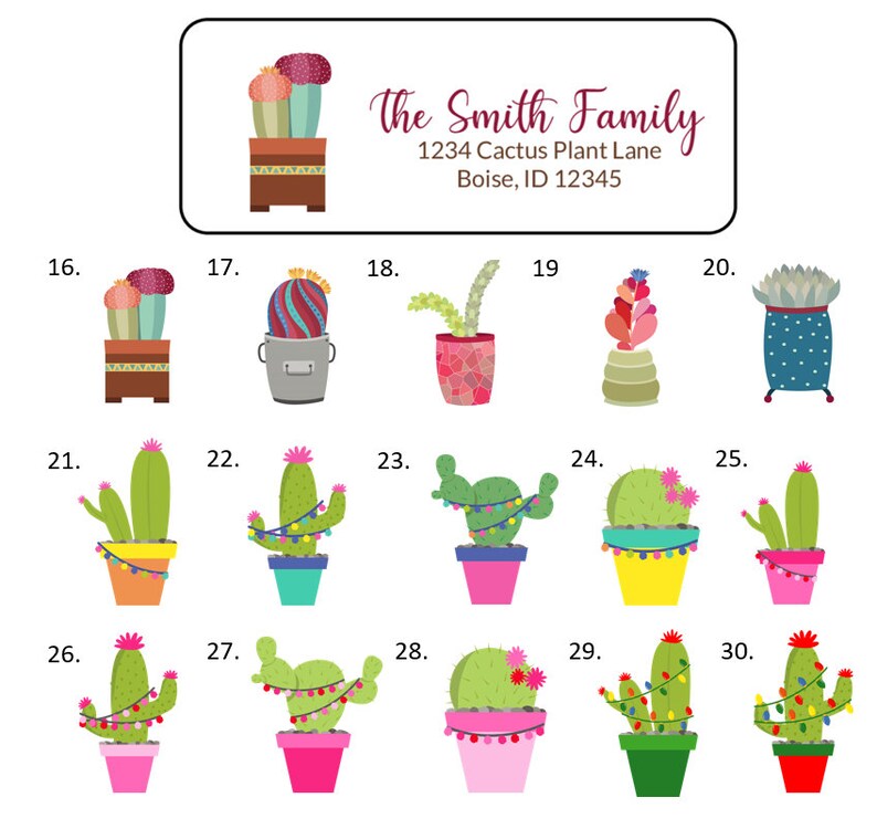 Cactus Succulent Desert Address Labels Stickers 30 Etsy