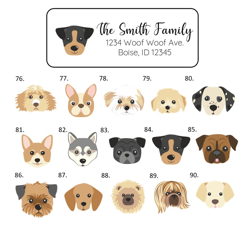 Dog Labels Printer Dog Address Labels Stickers, 30 Personalized Dog Breed Labels! - Etsy