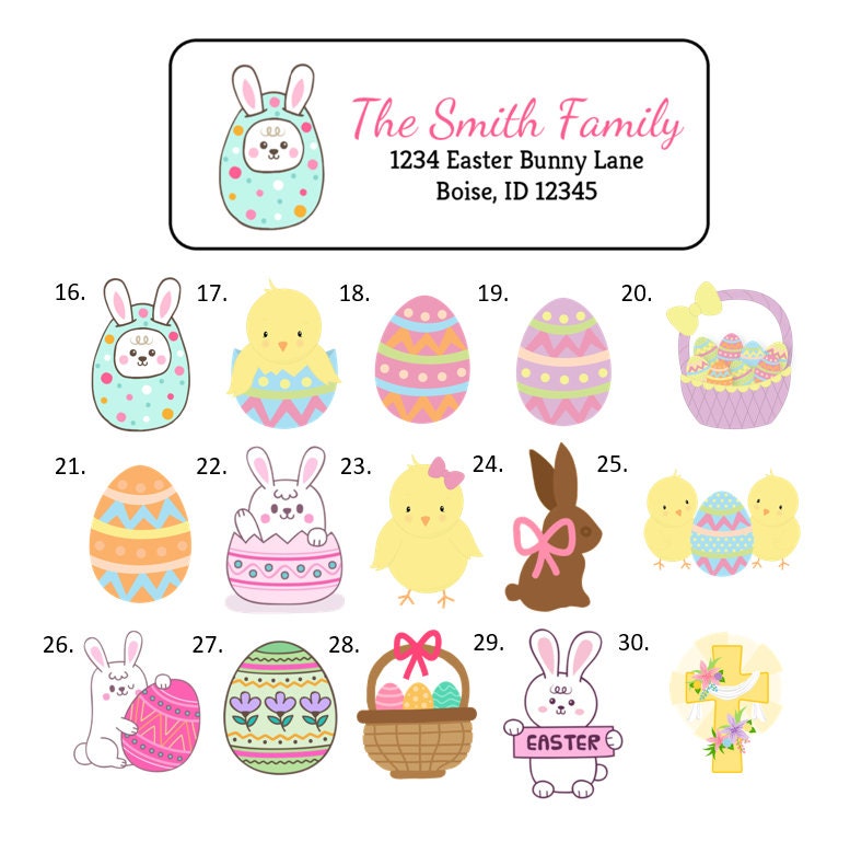 Easter Address Labels Stickers 30 personalized labels Etsy