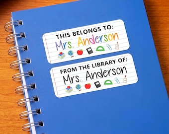 Etiquetas para profesores, pegatinas para libros de profesores, etiquetas con el nombre del profesor, etiquetas personalizadas con el nombre, regalo de agradecimiento para profesores, regalo para profesores