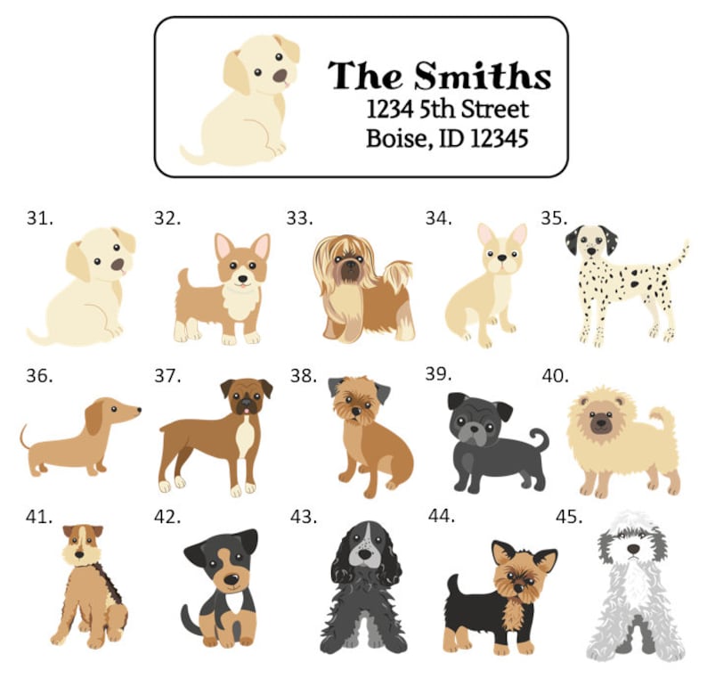 Dog Breed Address Labels Stickers 30 Personalized Labels Etsy
