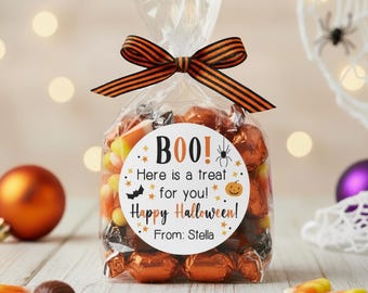 Pegatinas de Halloween, pegatinas de dulces de Halloween, etiquetas de regalo de Boo, etiquetas de Feliz Halloween, bolsas de golosinas, pegatinas para bolsas de Boo, bolsas de Boo