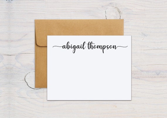 Personalized Notecards Set, Personalized Notecards and Envelopes, Stationary Flat Notecards Set