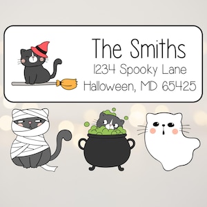 Halloween Address Labels Stickers, Halloween Return Address Labels, Halloween Cat Address Labels