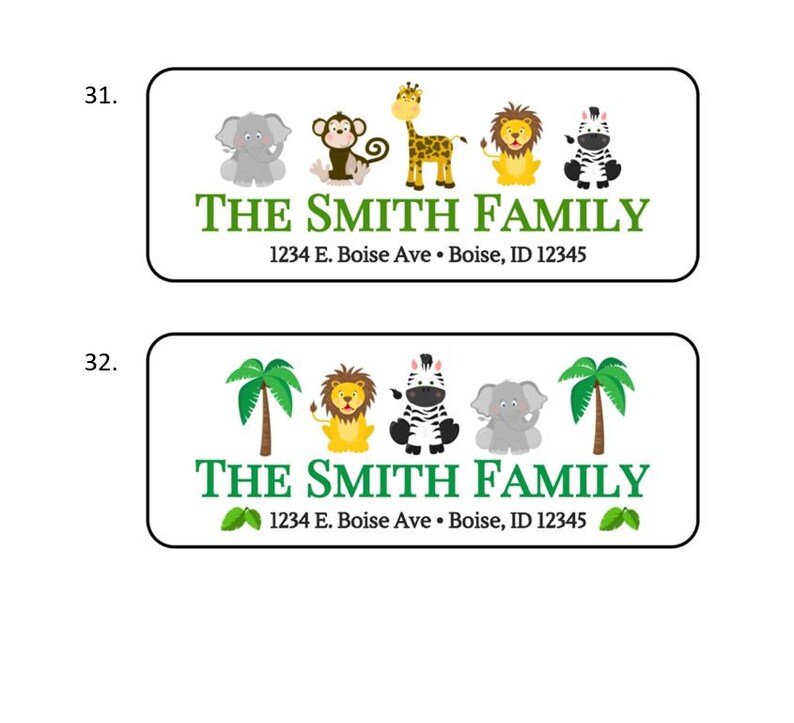 Jungle Safari Zoo Animal Address Labels Stickers 30 Etsy