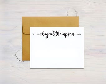 Personalized Notecards Set, Personalized Notecards and Envelopes, Stationary Flat Notecards Set