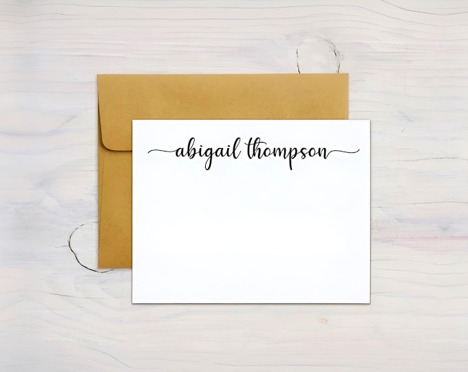 Personalized Notecards Set, Personalized Notecards and Envelopes, Stationary Flat Notecards Set