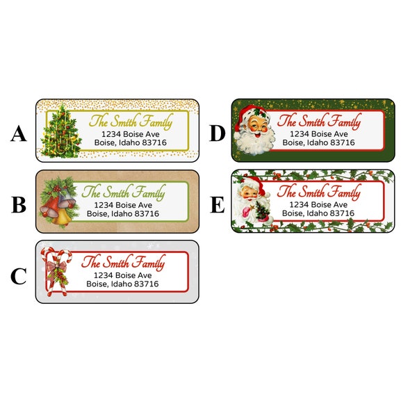 Christmas Address Labels Stickers, Vintage Christmas Address Labels, 30 personalized labels!