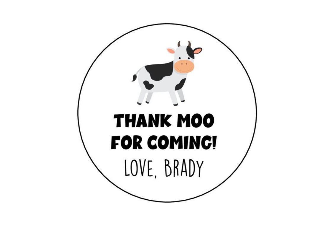 Cow Stickers, Cow Moo Stickers, Cow Favor Stickers, Personalized Cow ...