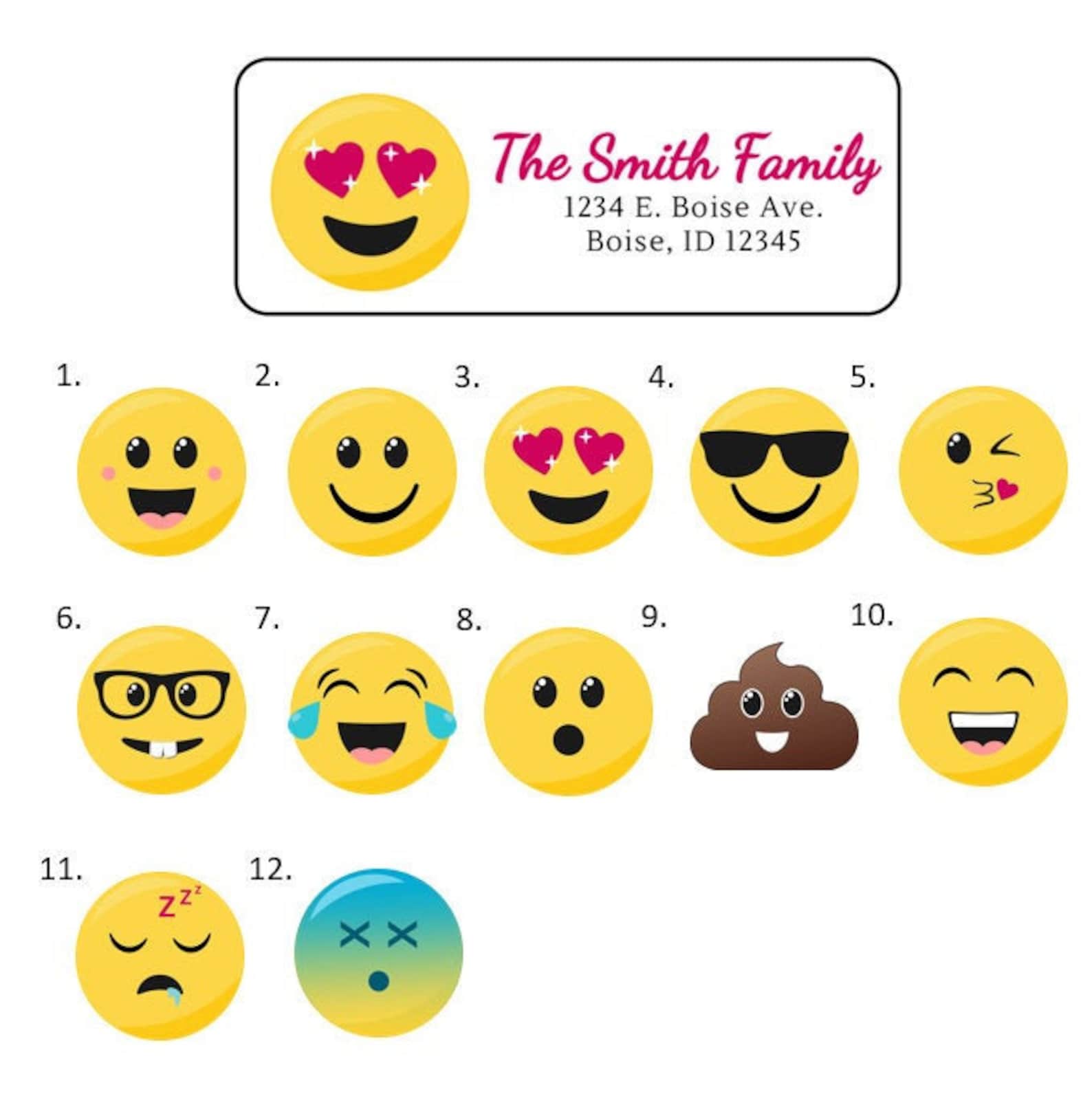 Emoji Emoticon Address Labels Stickers 30 Personalized Etsy