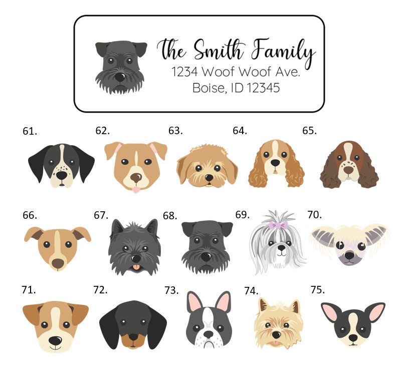 Dog Labels Printer Dog Address Labels Stickers, 30 Personalized Dog Breed Labels! - Etsy
