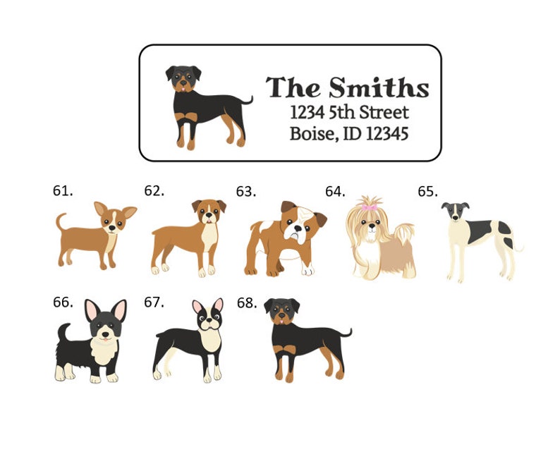 Dog Breed Address Labels Stickers 30 Personalized Labels Etsy