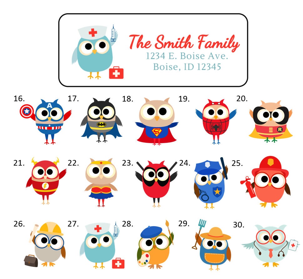 Owl Address Labels Stickers 30 Personalized Labels - Etsy