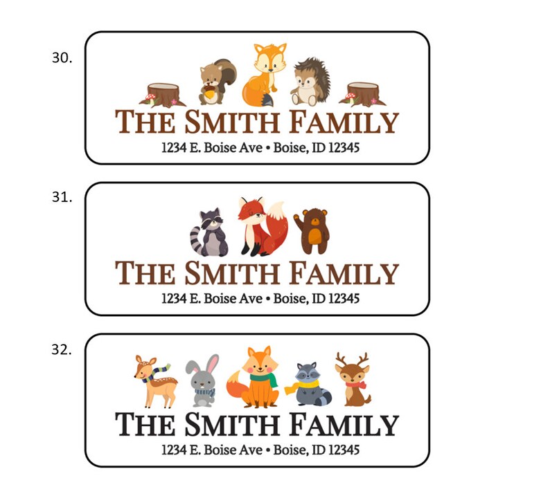 Woodland Animal Address Labels Stickers, 30 Personalized Labels! - Etsy