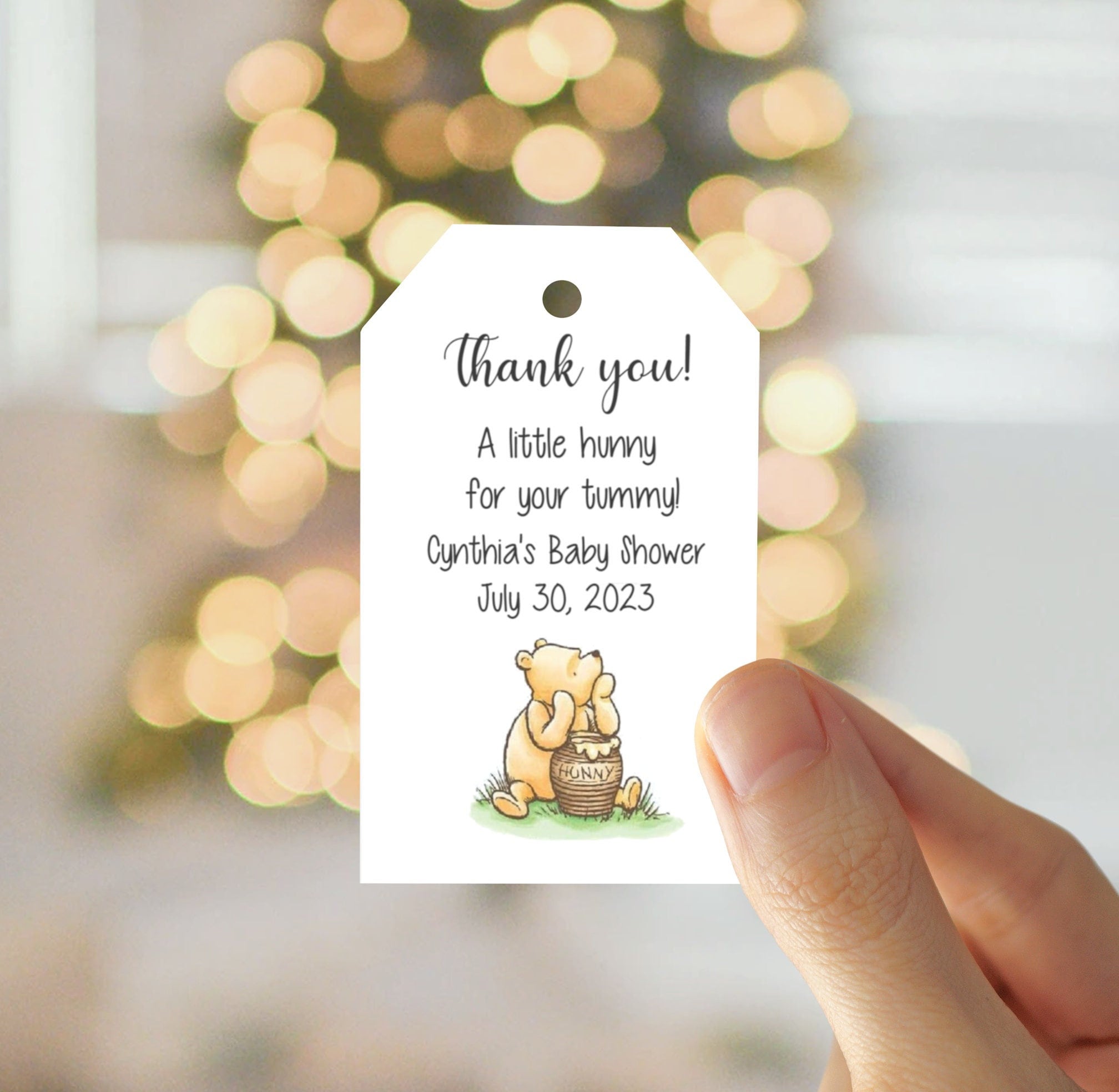 Pooh Bear Favor Tags, Pooh Bear Baby Shower Gift Tags, Thanks for Coming  Tags