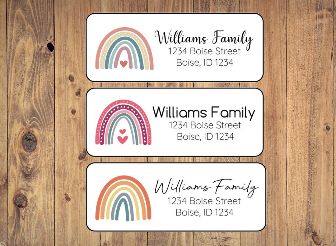 Rainbow Address Labels, Boho Rainbow Return Address Labels Stickers Etsy