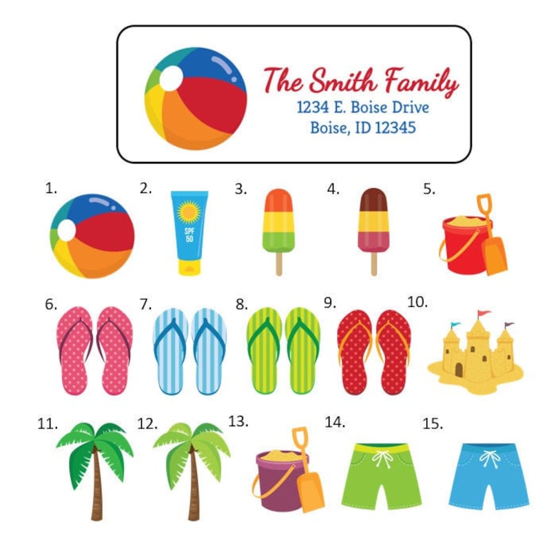 Summer Beach Seashell Address Labels Stickers 30 Personalized Etsy