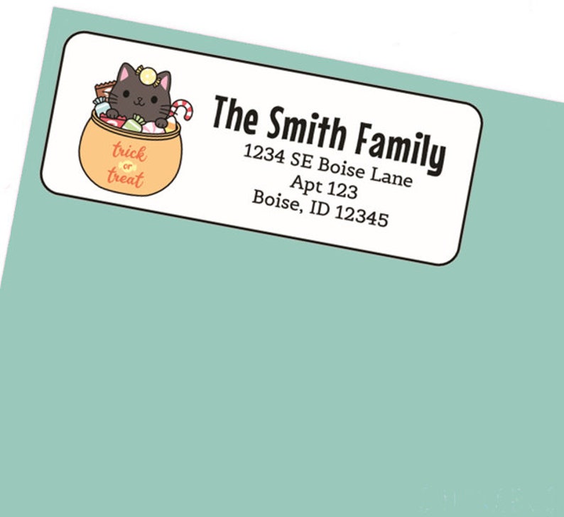 Halloween Black Cat Kitten Address Labels Stickers 30 Etsy