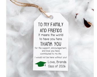 Graduation Favor Tags, Graduation Gift Tags, Personalized Tags, Thank You Tags, Graduation Gifts, Class of 2026