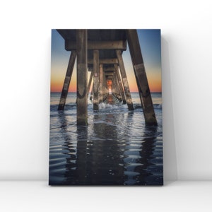 Wrightsville Beach Pier afdrukbare muurkunst, Wilmington, North Carolina, OBX, zonsondergang, oceaan, decor, foto, kust, Beachy, Instant Download