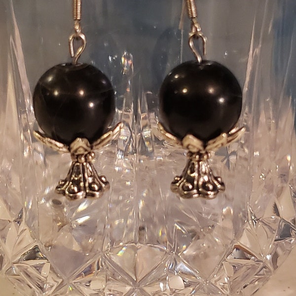 Crystal ball black glass earrings scrying tarot fortune teller palm reader Halloween costume props psychic silver claw mystical magical fun