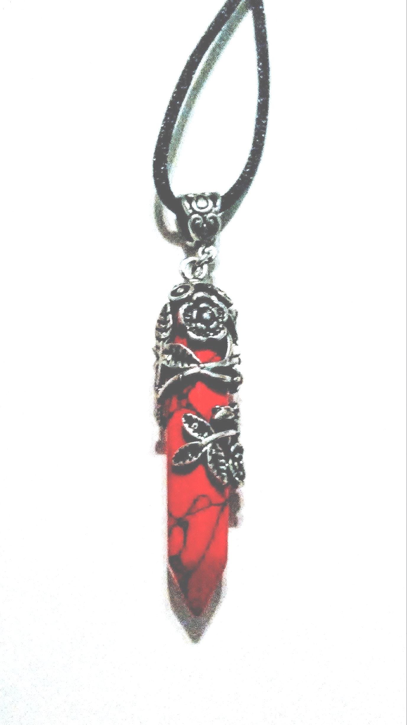 ネックレス・ペンダント Red Gem Long Length Necklace Goldtone Red Crystal-Shape Stone Pendant Long Necklace