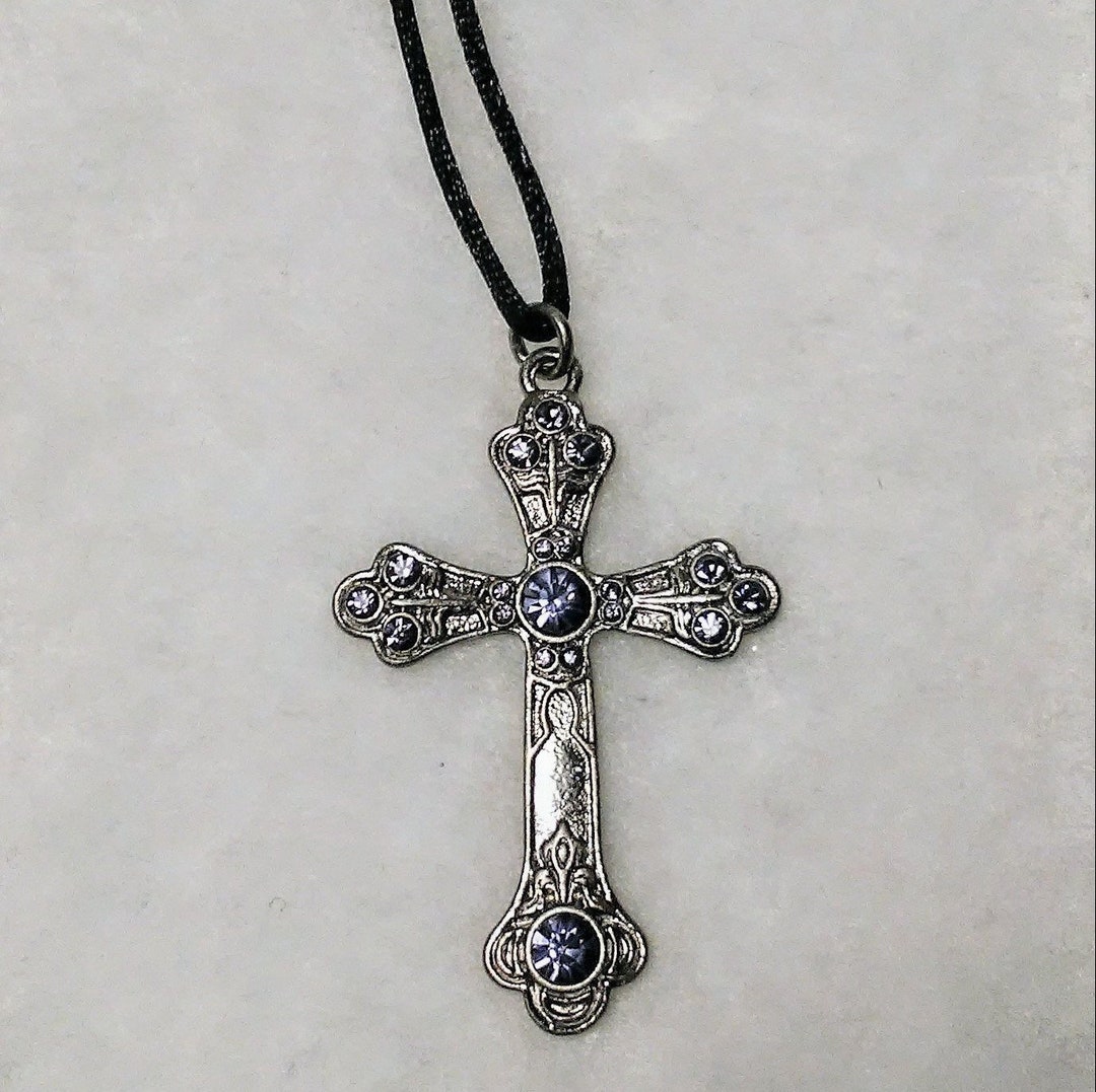Nail Cross Necklace with Wrapped Wire Accent Silver Pewter Gift Box