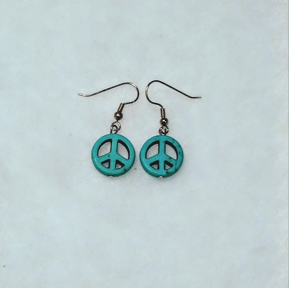 Peace Unto You Dyed Turquoise Earrings