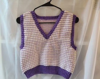 houndstooth sweater vest handmade cropped v-neck