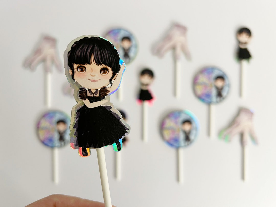 Wednesday Cupcake Toppers, Merlina Birthday Theme, Wednesday Decor