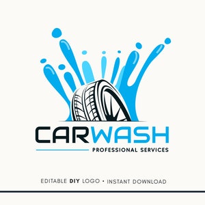 Editable Logo Design - Car Washing logo Template -  Car Wash Logo Template - Auto Detailing logo - Car Detailing Business Logo Template