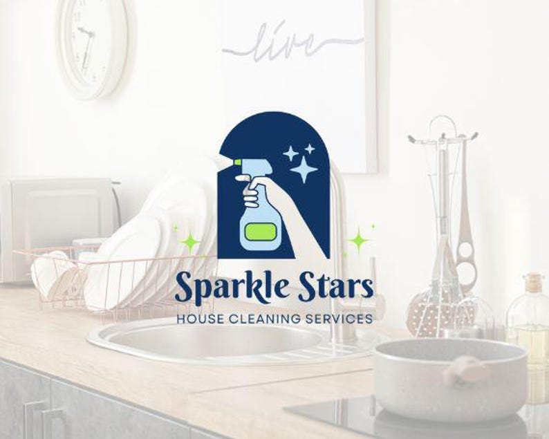 Editable Logo Design - DIY - Cleaning Service Logo Design - House Clean Logo - House Cleaner Logo - Logo Template - House Keeping Logo image 2