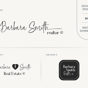 Editable Logo Design - DIY Realtor Logo - Real Estate Logo Design - Realtor Signature Logo - Real Estate Logo Set - Realtor Logo Template