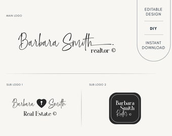 Editable Logo Design - DIY Realtor Logo - Real Estate Logo Design - Realtor Signature Logo - Real Estate Logo Set - Realtor Logo Template