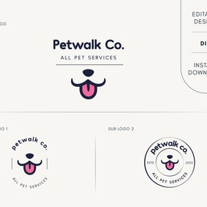 Editable Logo Design - Pet Logo - Pet Logo Design - Dog Logo - Dog Logo Design - Pet Sitting Logo - Dog Walking Logo - Dog Walker Logo