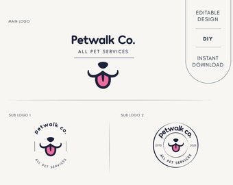 Editable Logo Design - Pet Logo - Pet Logo Design - Dog Logo - Dog Logo Design - Pet Sitting Logo - Dog Walking Logo - Dog Walker Logo