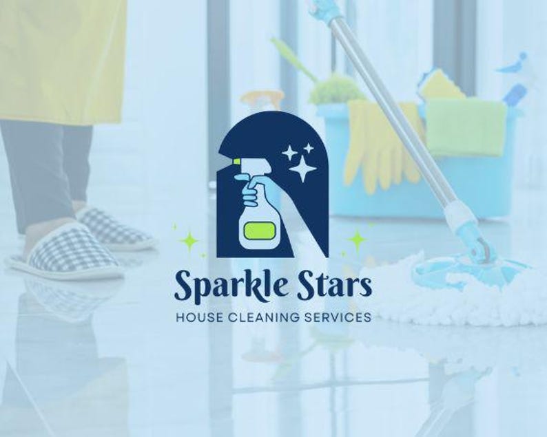 Editable Logo Design - DIY - Cleaning Service Logo Design - House Clean Logo - House Cleaner Logo - Logo Template - House Keeping Logo image 3