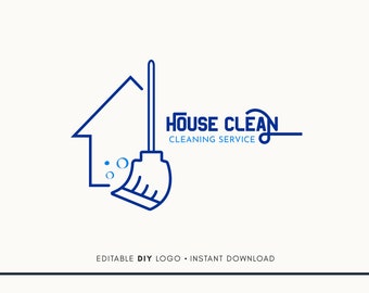 Diseño de logotipo editable - Diseño de logotipo de limpieza - Logotipo de limpieza - Logotipo de servicio de limpieza - Plantilla de logotipo - Logotipo para servicio de limpieza