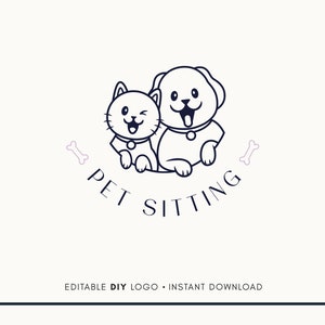 Diseño de logotipo editable - Logotipo de cuidado de mascotas - Logotipo de perro y gato - Logotipo para cuidado de mascotas - Logotipo para cuidador de mascotas - Logotipo de cuidador de mascotas - Logotipo de mascota DIY