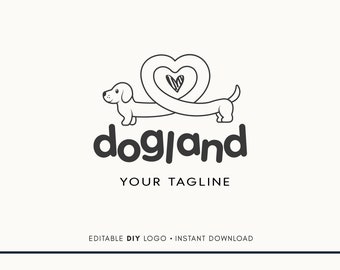 Editable Logo Design - Pet Logo - Dog Logo - Dog Grooming Logo Design - Pet Business Logo - Dog Walking Logo - Pet Sitting Logo - Dog Care