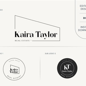 Editable Logo Design - Realtor Logo Minimalist - Real Estate Logo Design  - Round Real Estate Logo - Real Estate Logo Set - Realty Logo