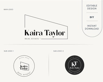 Editable Logo Design - Realtor Logo Minimalist - Real Estate Logo Design  - Round Real Estate Logo - Real Estate Logo Set - Realty Logo