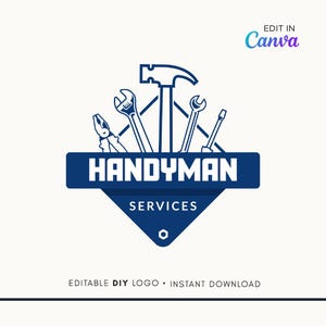 Editable Logo Design - Handyman logo - Home repair logo - Maintenance logo - Handyman service logo - Tool logo - Construction logo