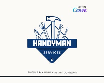 Editable Logo Design - Handyman logo - Home repair logo - Maintenance logo - Handyman service logo - Tool logo - Construction logo