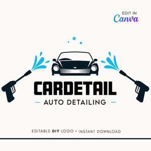 Editable Logo Design - Car detailing logo Temaplate -  Car Wash Logo Template - Auto Detailing logo - Car Detailing Business Logo Template