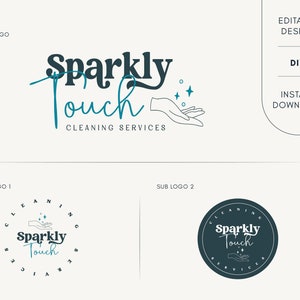 Bearbeitbares Logo-Design - Hausreinigungs-Logo - Reinigungs-Logo - Reinigung-Logo-Vorlage - Reinigungs-Service-Logo - Haushalts-Logo - Logo-Set
