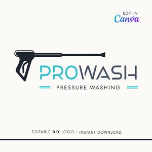 Bearbeitbares Logo-Design - Druckwäsche-Logo-Vorlage - Power Washing-Logo-Design - Druckreinigungs-Logo-Vorlage - Jet-Wasch-Logo
