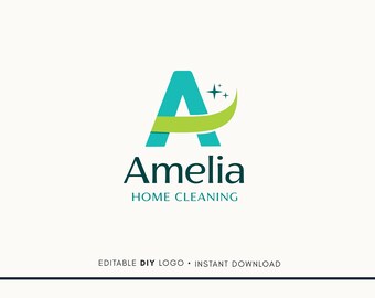 Editable Logo Design - Letter A Cleaning Logo Design - Cleaning Service Letter A - Cleaning Service Logo - Letter a logo - Logo for Cleaning